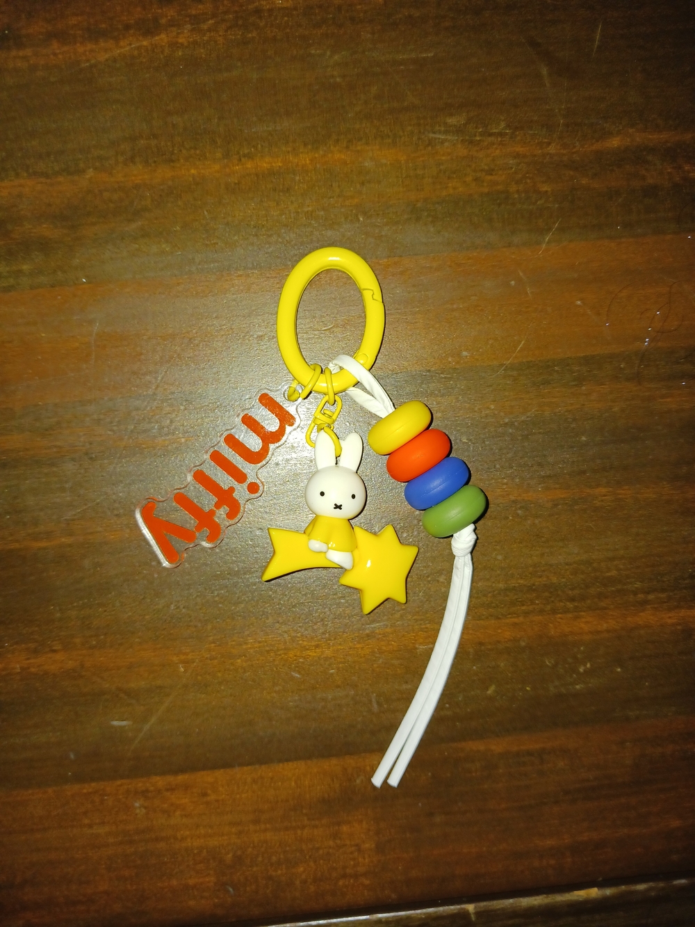 Kawaii Miffy Keychain Yellow Shooting Star Beads Miniso